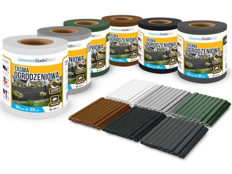 Taśma ogrodzeniowa na panele balkonowa Linarem 19cm x 35m + Klipsy