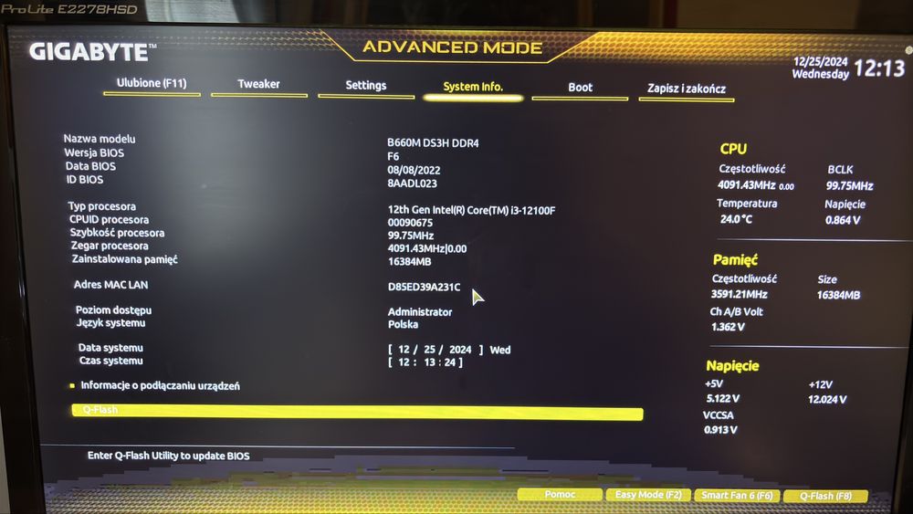Wydajny zestaw PC i3-12100F / GTX 1060 / 16GB / SSD 512GB / Windows 11