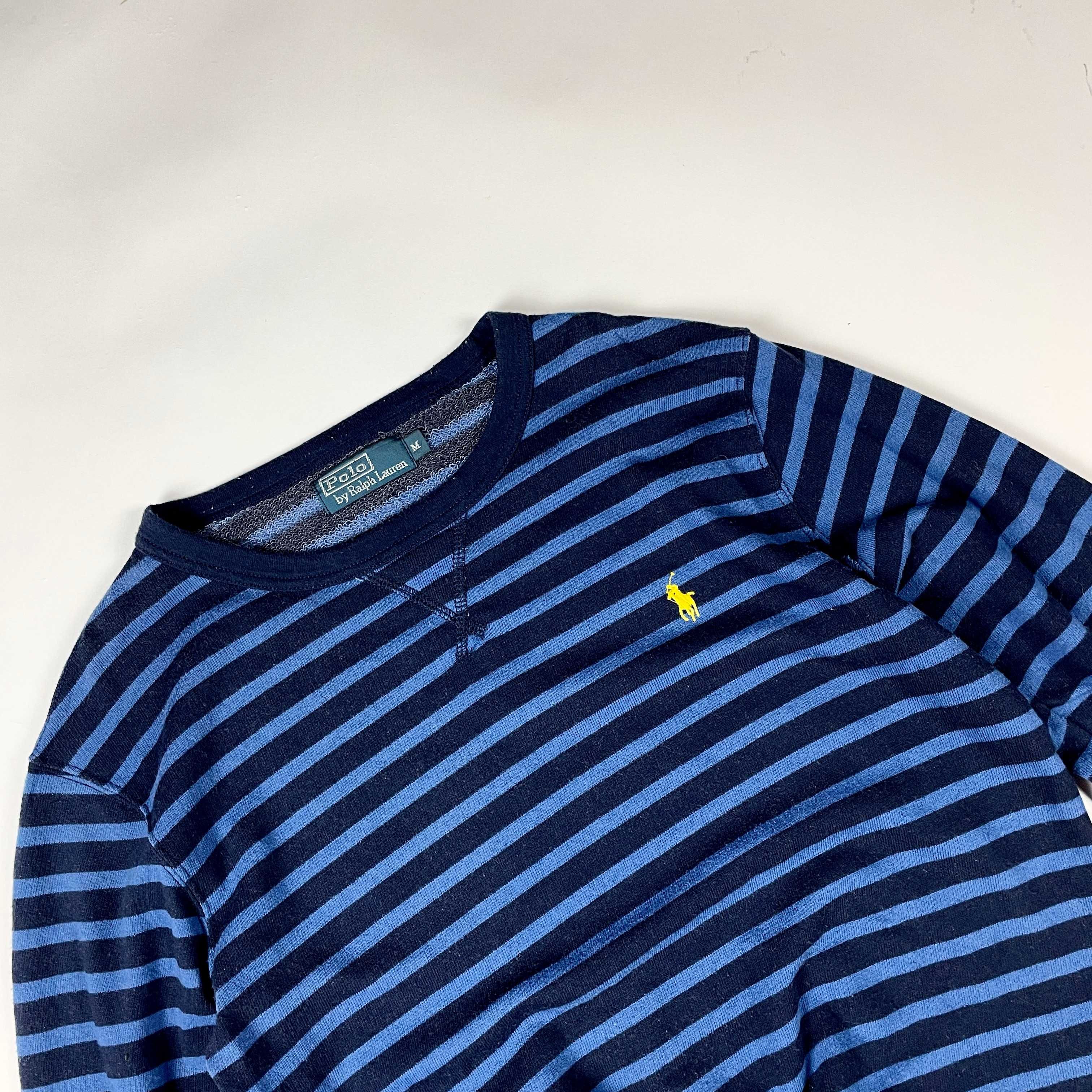 Ralph Lauren navy elegancki sweterek w paski retro (M)