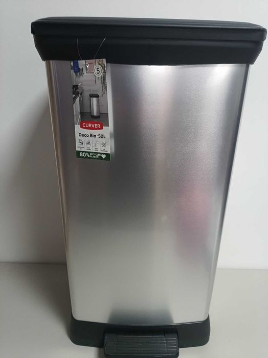 curver kosz na śmieci deco bin 50l srebrny