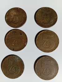 Monety 5 zł- 6 monet