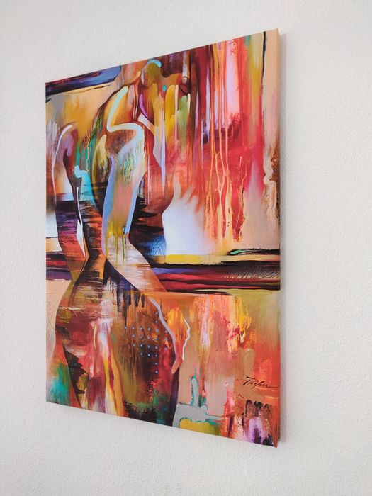 Tela mulher azul amarelo amarelo verde 51x70 (unidade/conjunto)