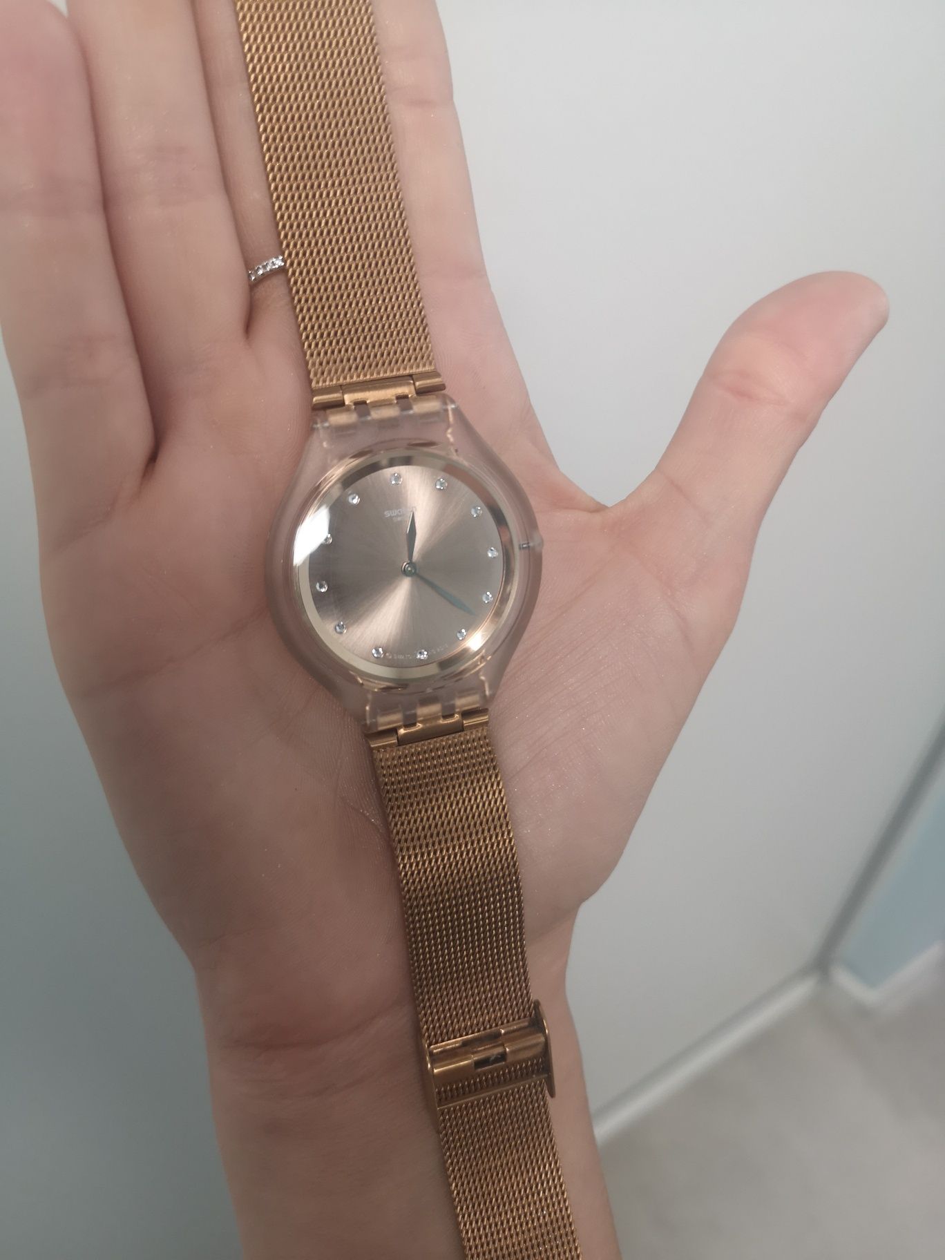 Zegarek swatch skin big stal miedziany różowe zloto