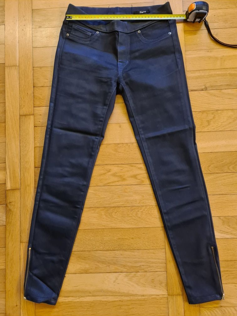 Eleganckie woskowane czarne rurki Zara rozmiar XS/S