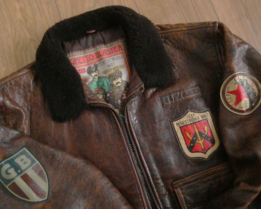 Kurtka skórzana męska GHETTO GLASTER G1 skóra PILOTKA lotnicza  L/XL