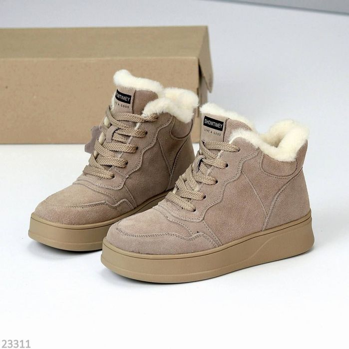 Жіночі черевики ботинки зимові замша та шкіра