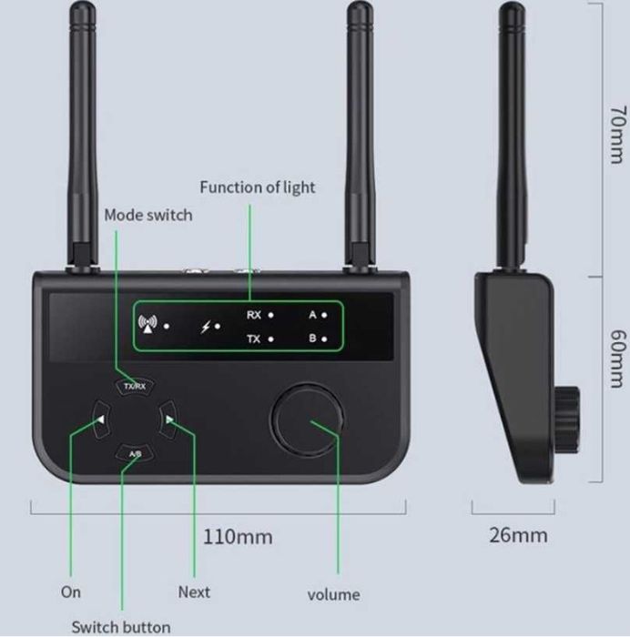 Аудіоадаптер Bluetooth 5.3 приймач-передавач B39 PRO 3.5mm, AUX