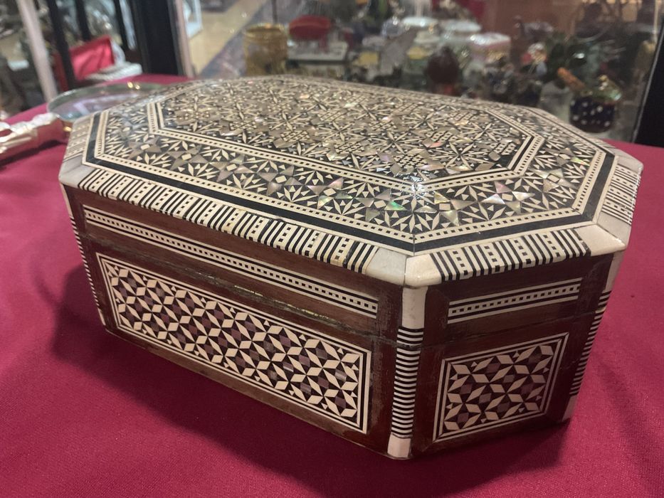 Caixa Sirian moorish inlaid de madre pérola 21x15x08 cm mosaic estilo