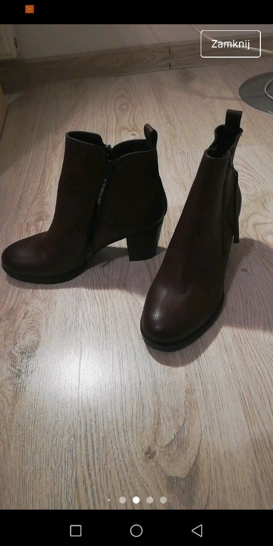 Buty damskie botki kozaczki brązowe