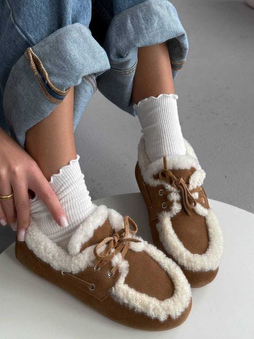 Жіночі зимові лофери Miu Loafers Winter Chestnut (коричневі) M006