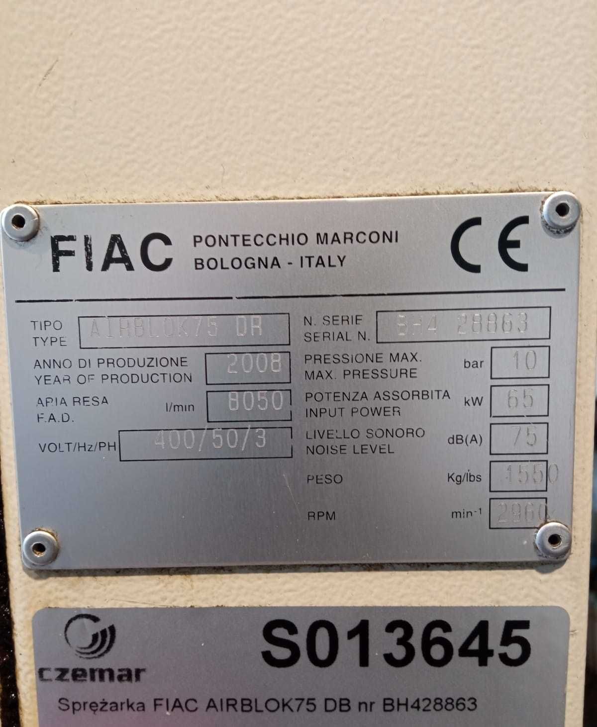 SPRAWNA!!! Sprężarka śrubowa FIAC AIRBLOK75 DB 65kW 8m3/min S013645