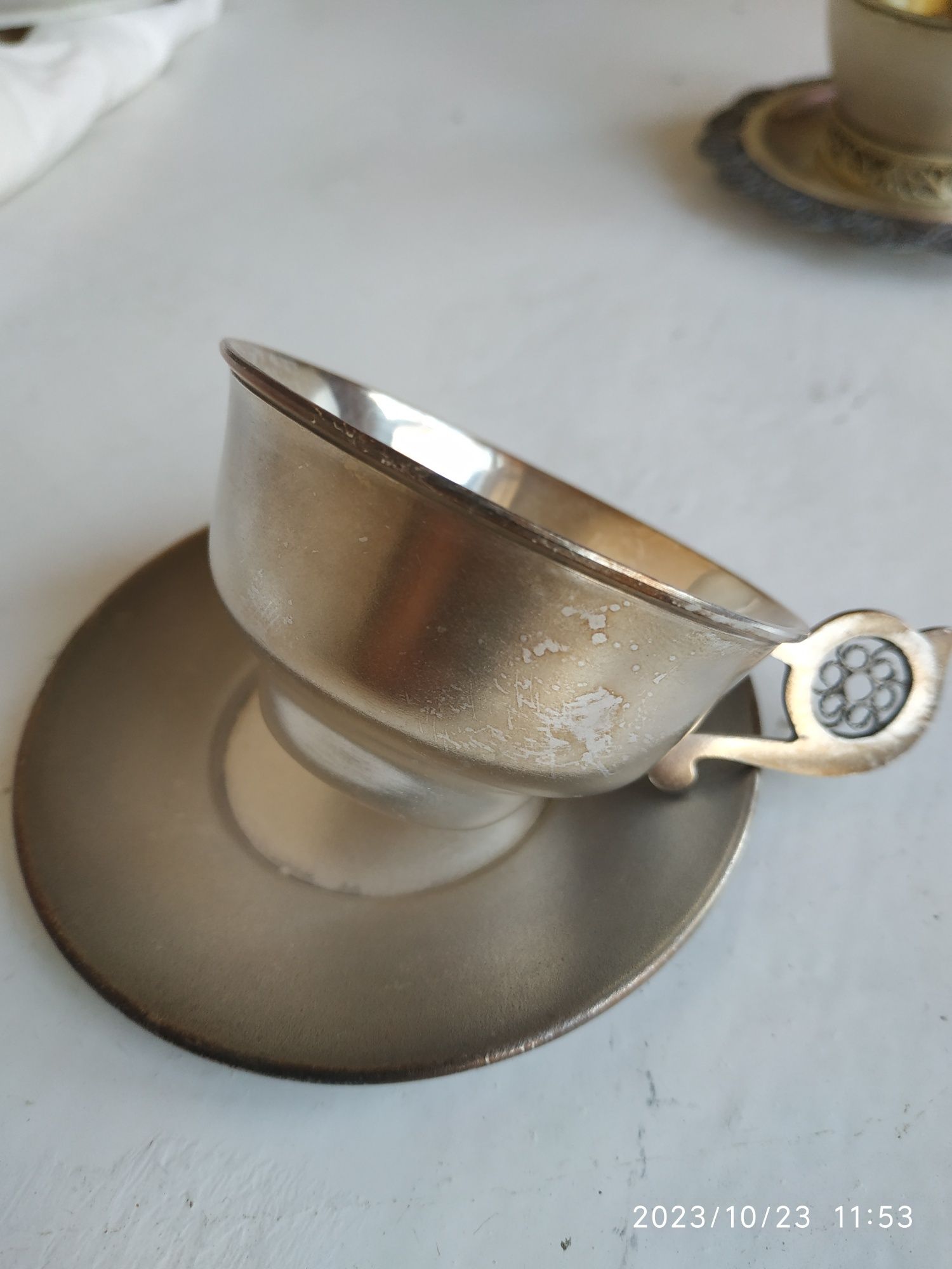 Кофейный набор. Рюмк-стопки,мельхиор. Серебрение, позолота.1970 года.