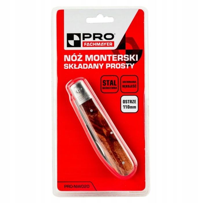 Nóż monterski składany prosty, ostrze 110mm PRO-NW020