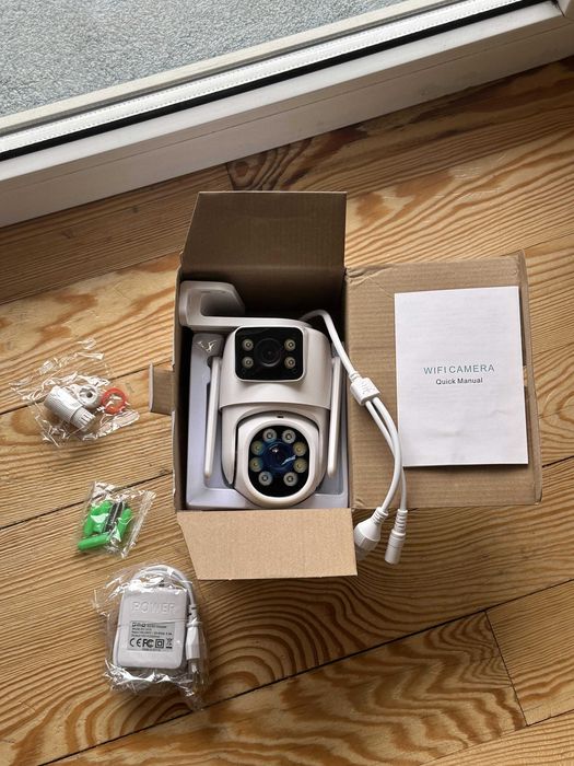 Nowa zewnętrzna obrotowa kamera wifi podwójna kamera 4Mp 4K 360°