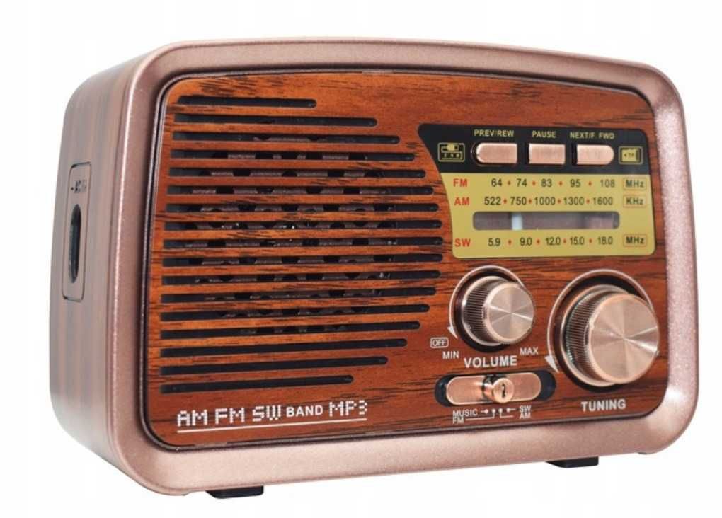 Radio kuchenne akumulatorowe przenośne turystyczne retro baterie USB