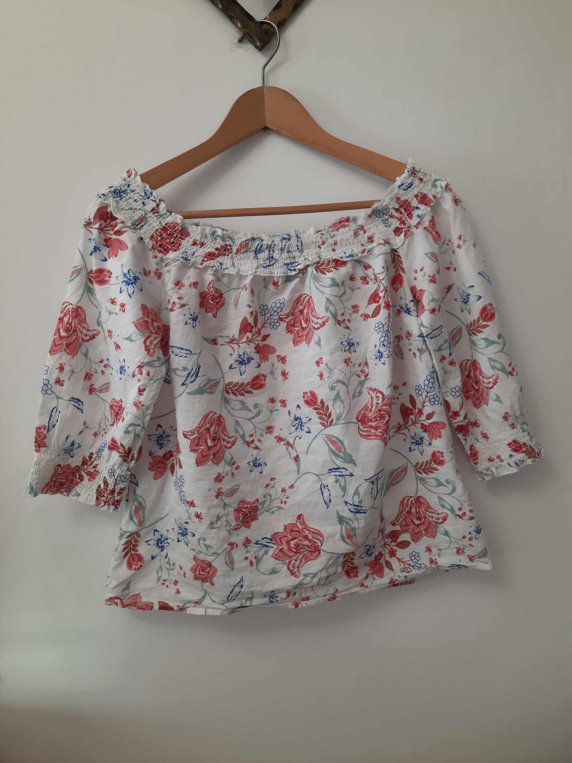 Bawełniana bluzka na ramiona bluzeczka kwiaty Dorothy Perkins 38 M