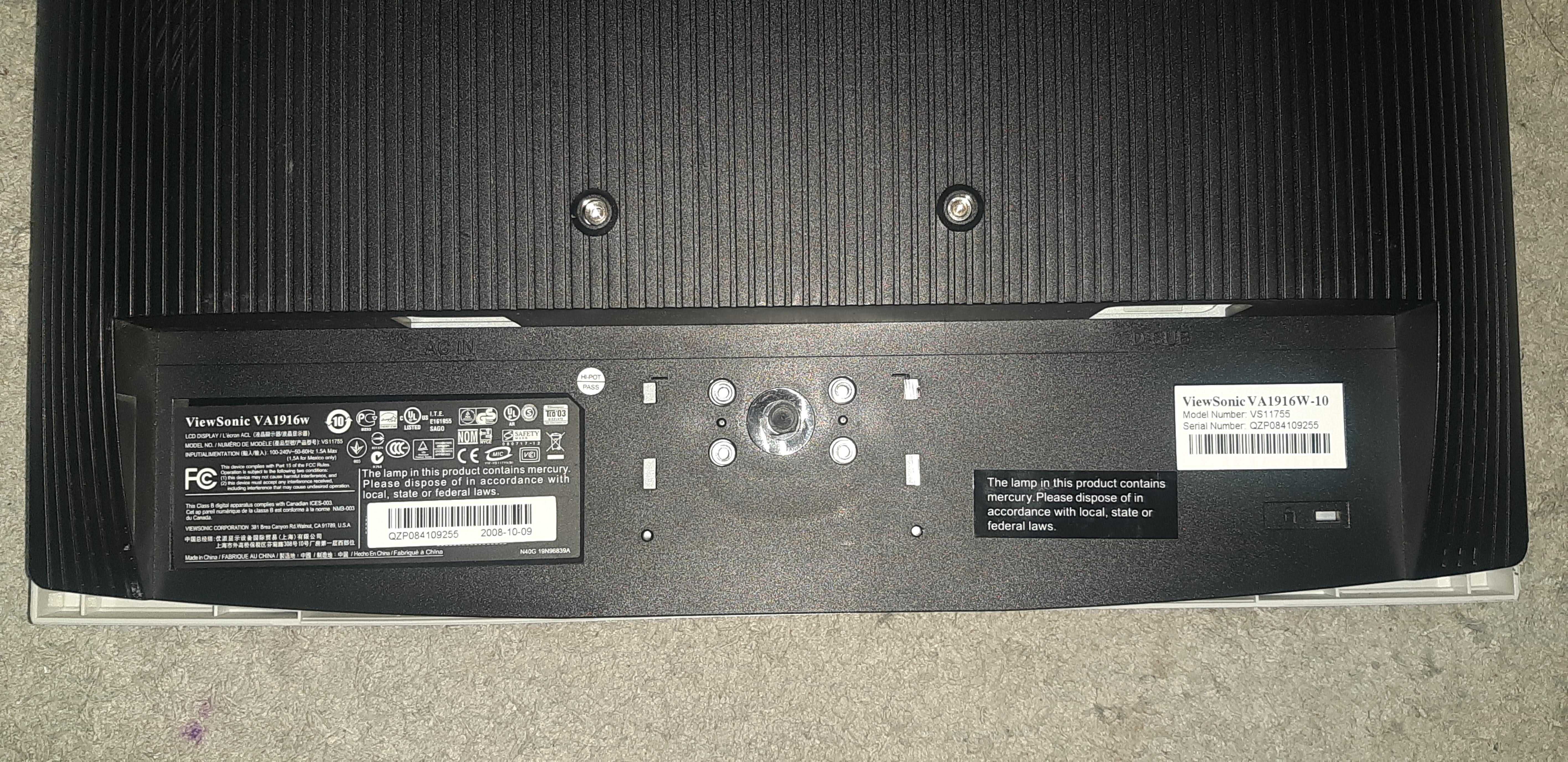 Монітор 19" ViewSonic VA1916w Black