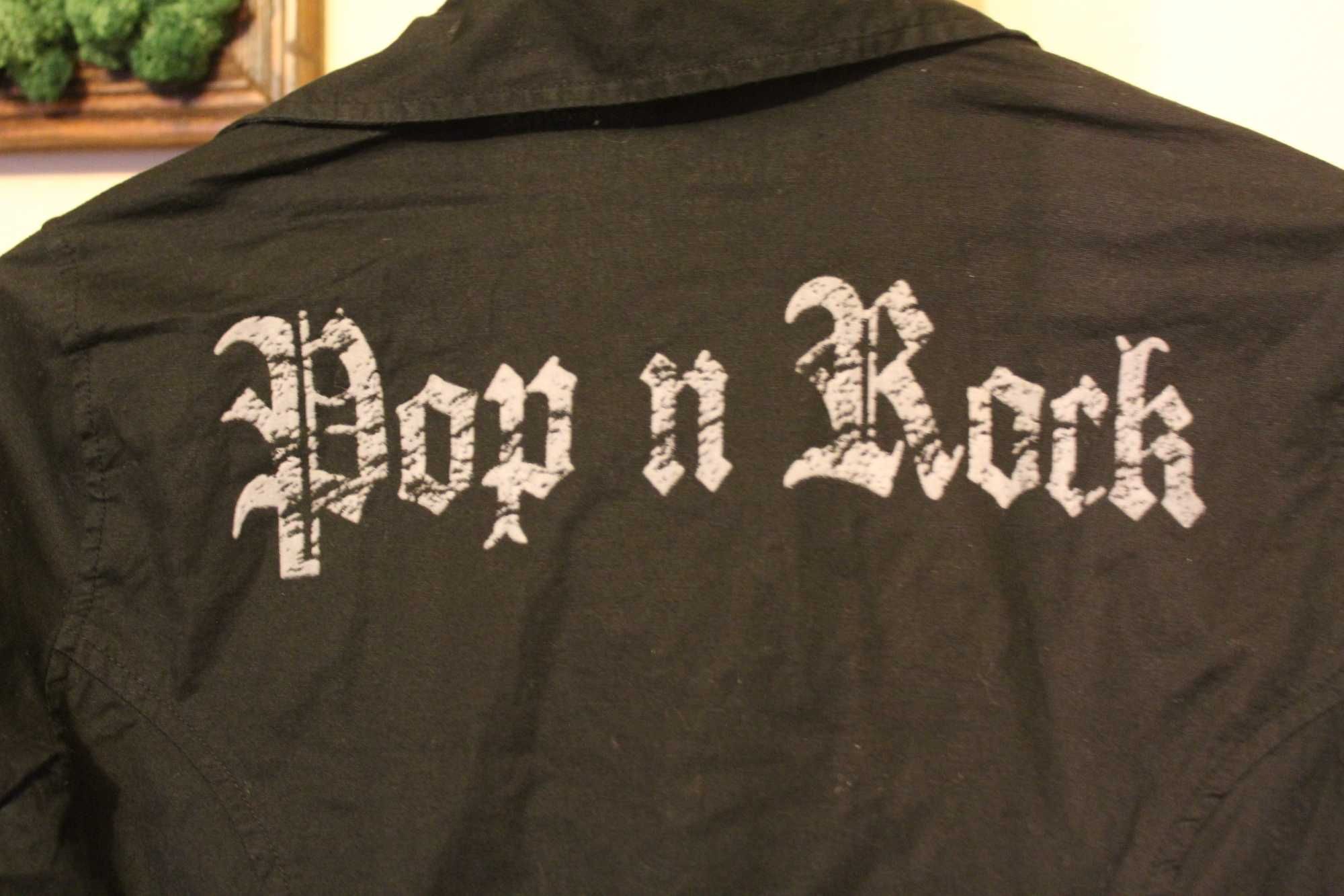 Czarna koszula z napisem Pop & Rock