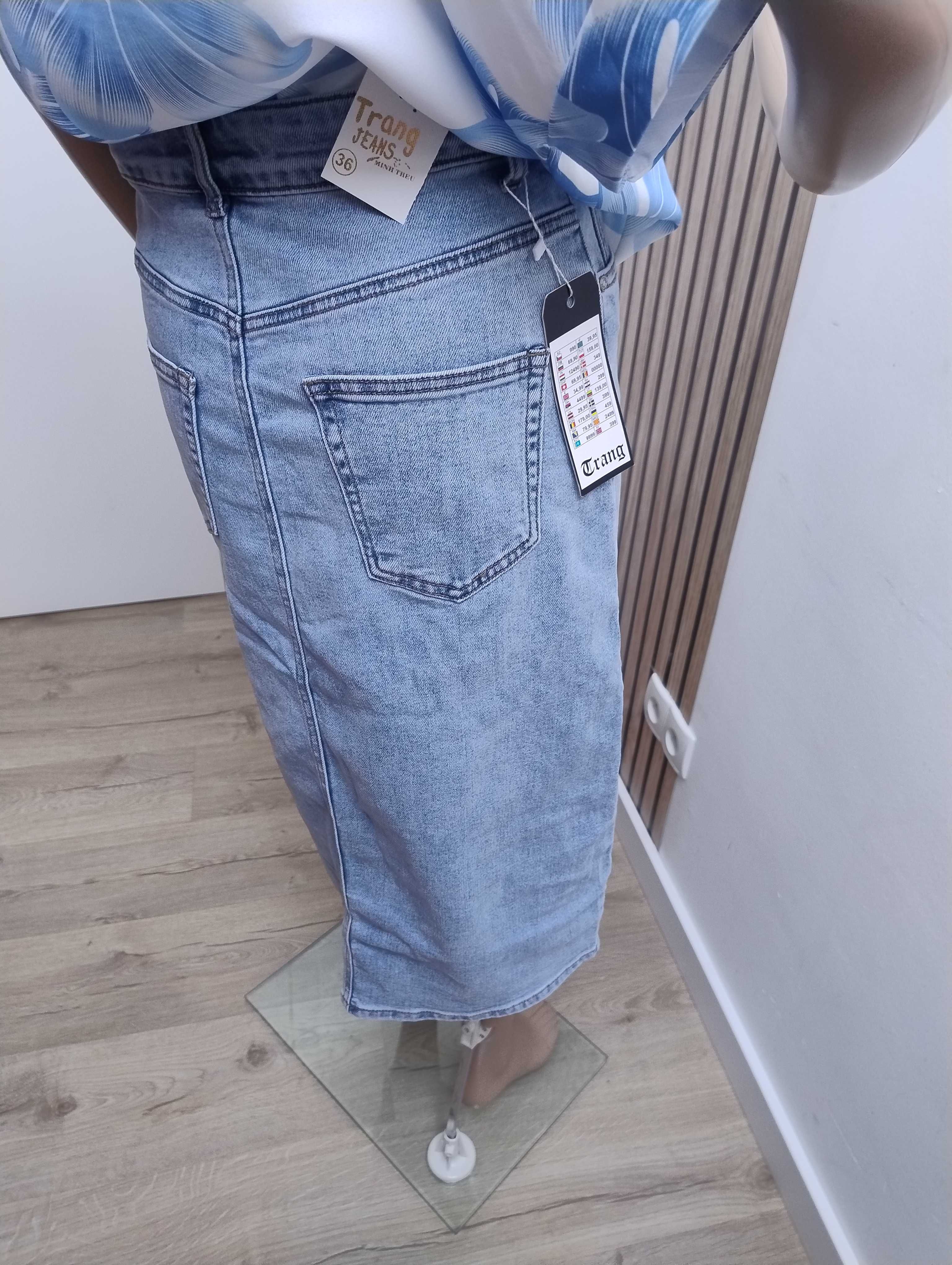 Spódnica jeansowa  z rozporkiem 42 XL PS
