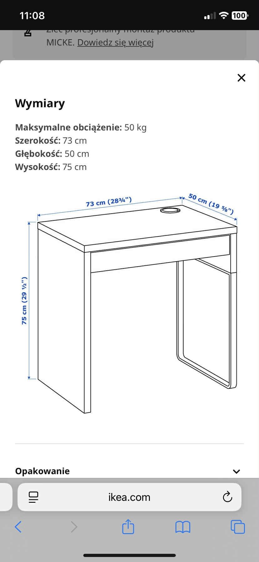 Biurko IKEA z jedną szufladą
