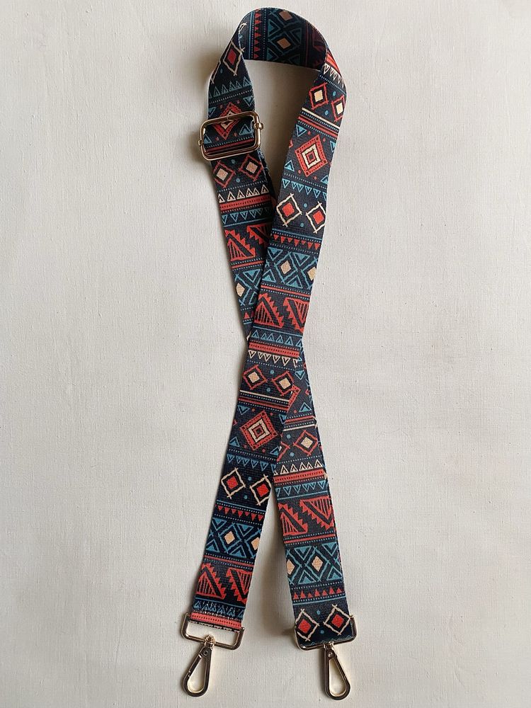 Pasek do torby torebki wzór Boho/Retro, Red-Blue/Czerwono-Niebieski