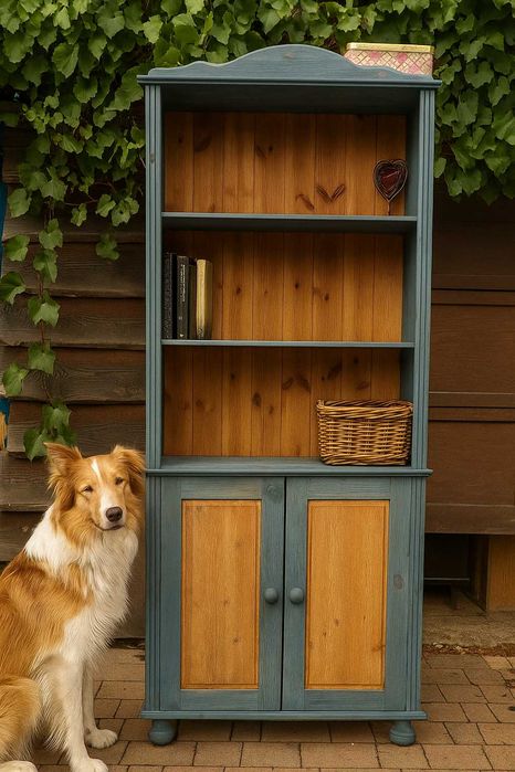 Biblioteczka drewniana  w stylu skandynawskim, jasna sosna naturalna,