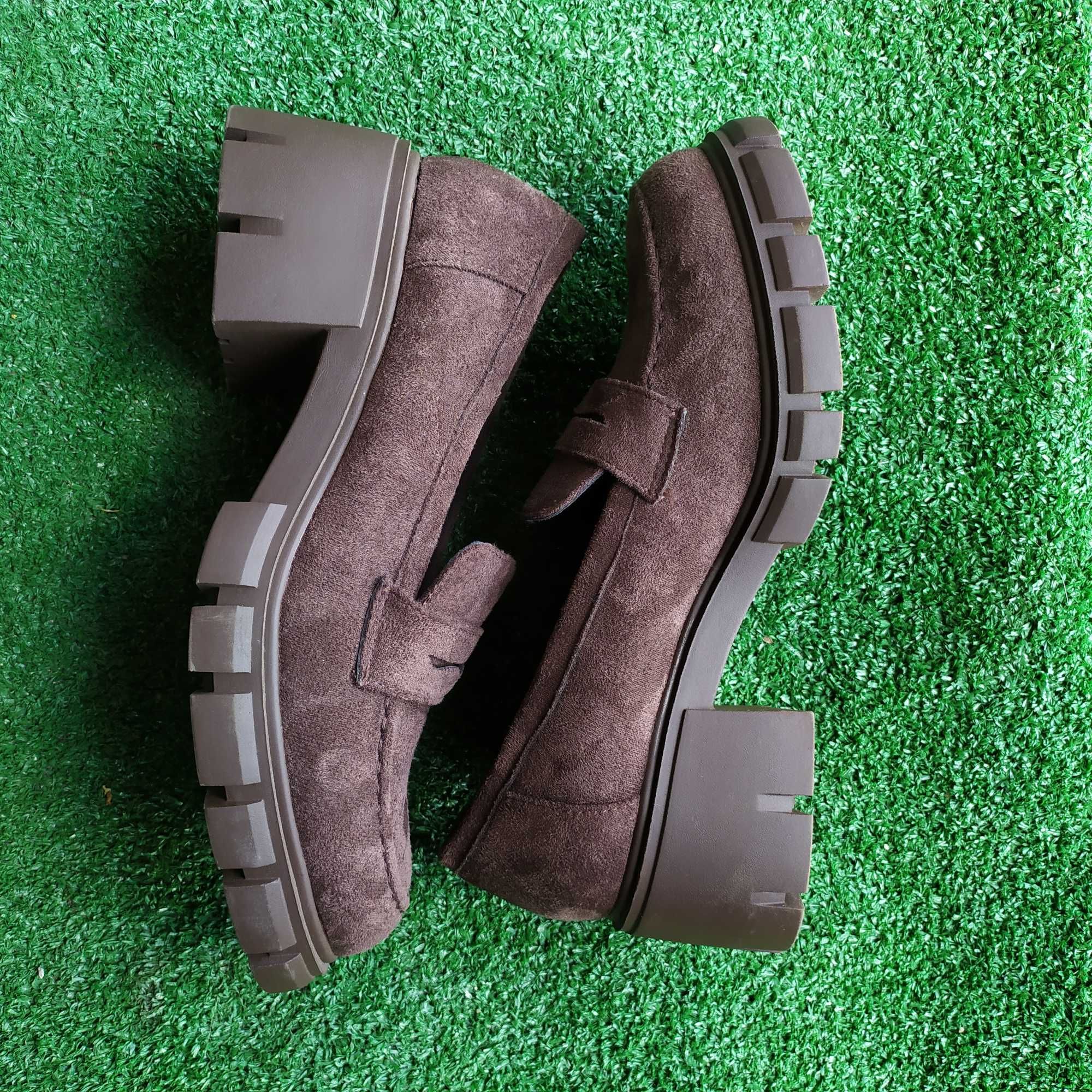 Mokasyny, buty damskie czekoladowe