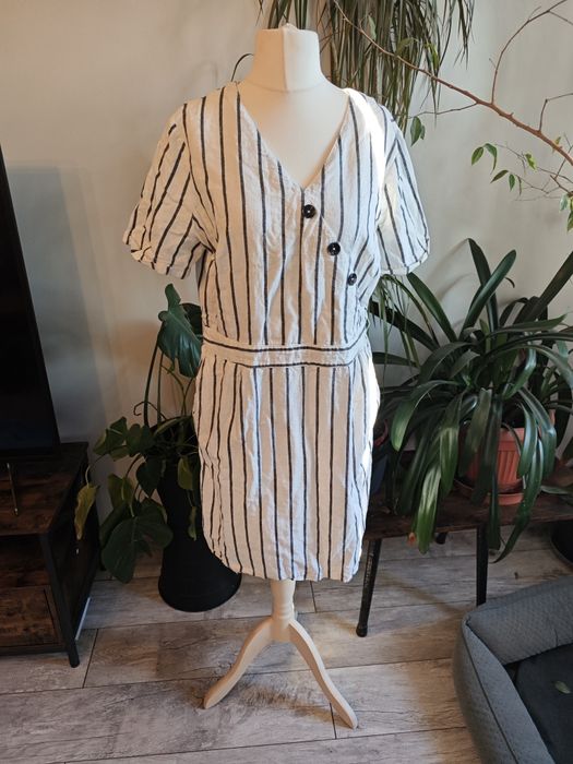 Lniana sukienka 55% len 45% bawełna s.oliwier linen kieszenie w paski