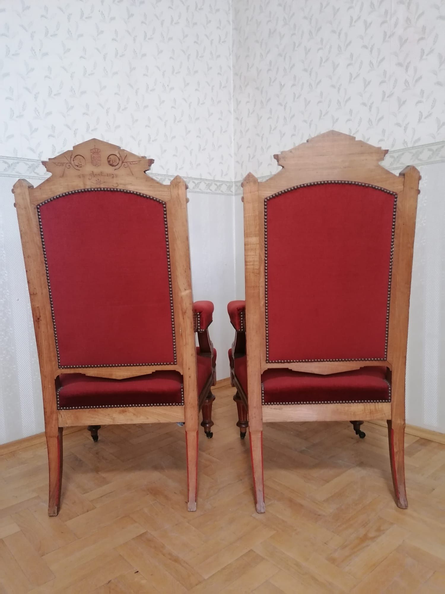Dwa fotele trony eklektyczne 1879r  /