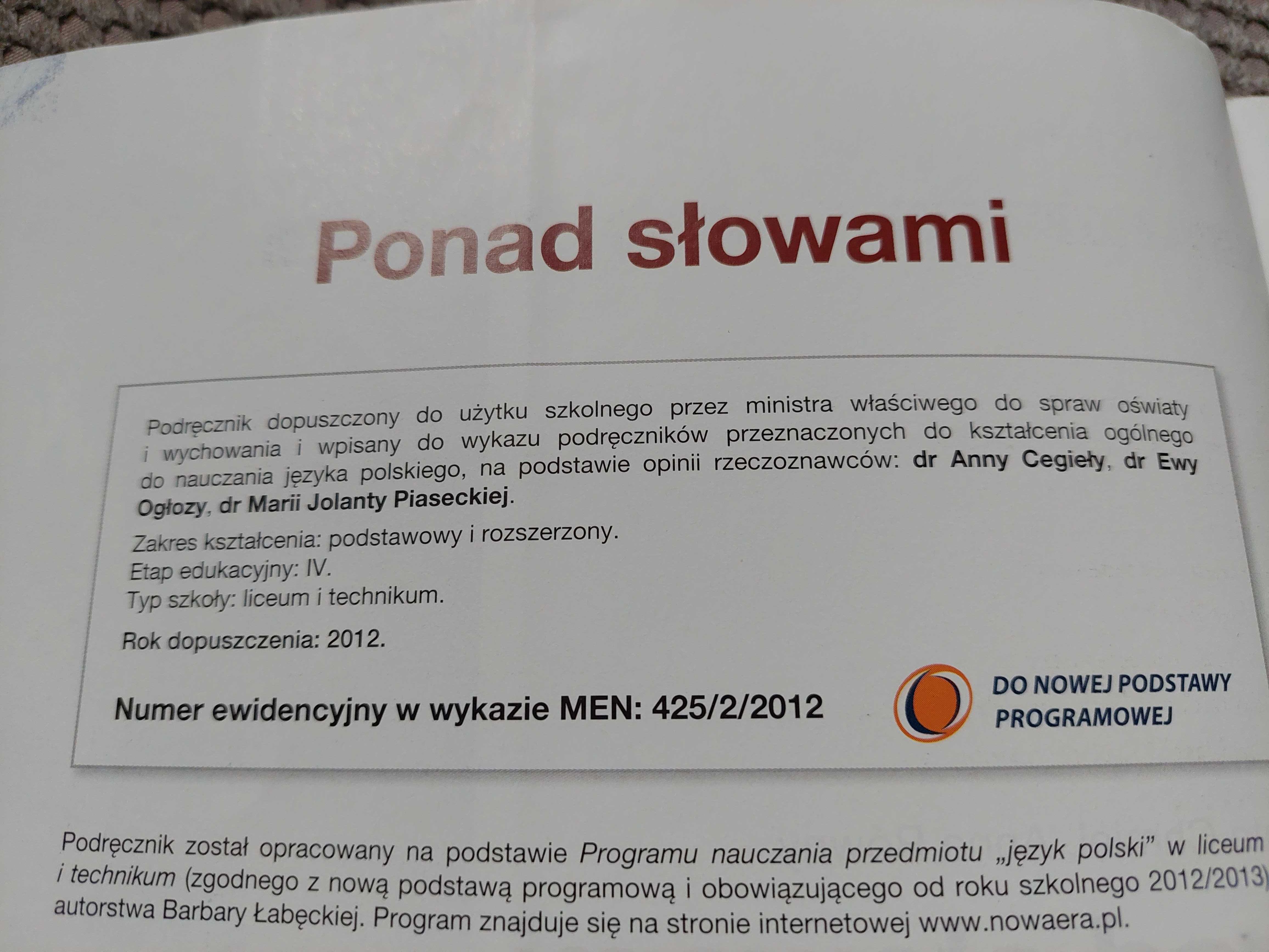 CD-matura i książki "Ponad słowami" część 1 i 2