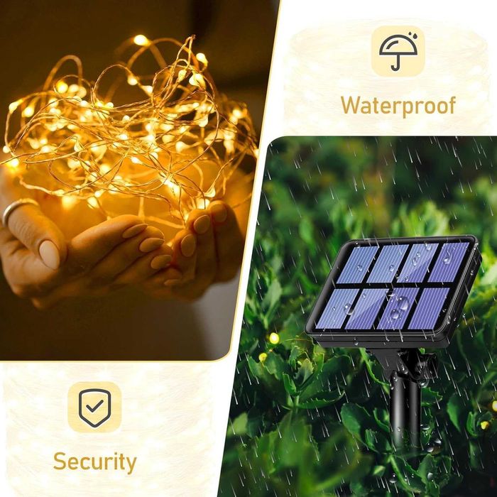 Litogo Solarny Łańcuch Świetlny 120Led Wodoodporne Z Drutu 2szt