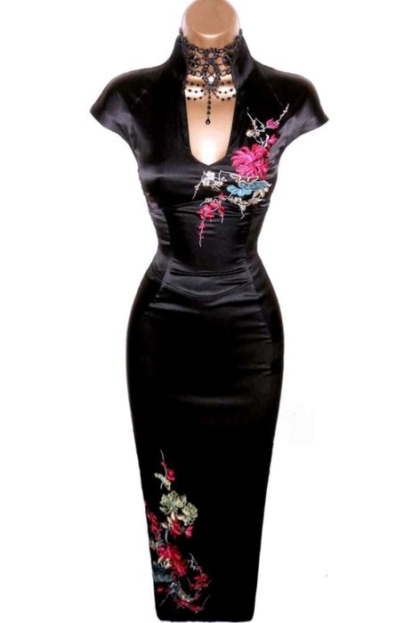 KAREN MILLEN Jedwabna sukienka vintage w orientalnym stylu 38