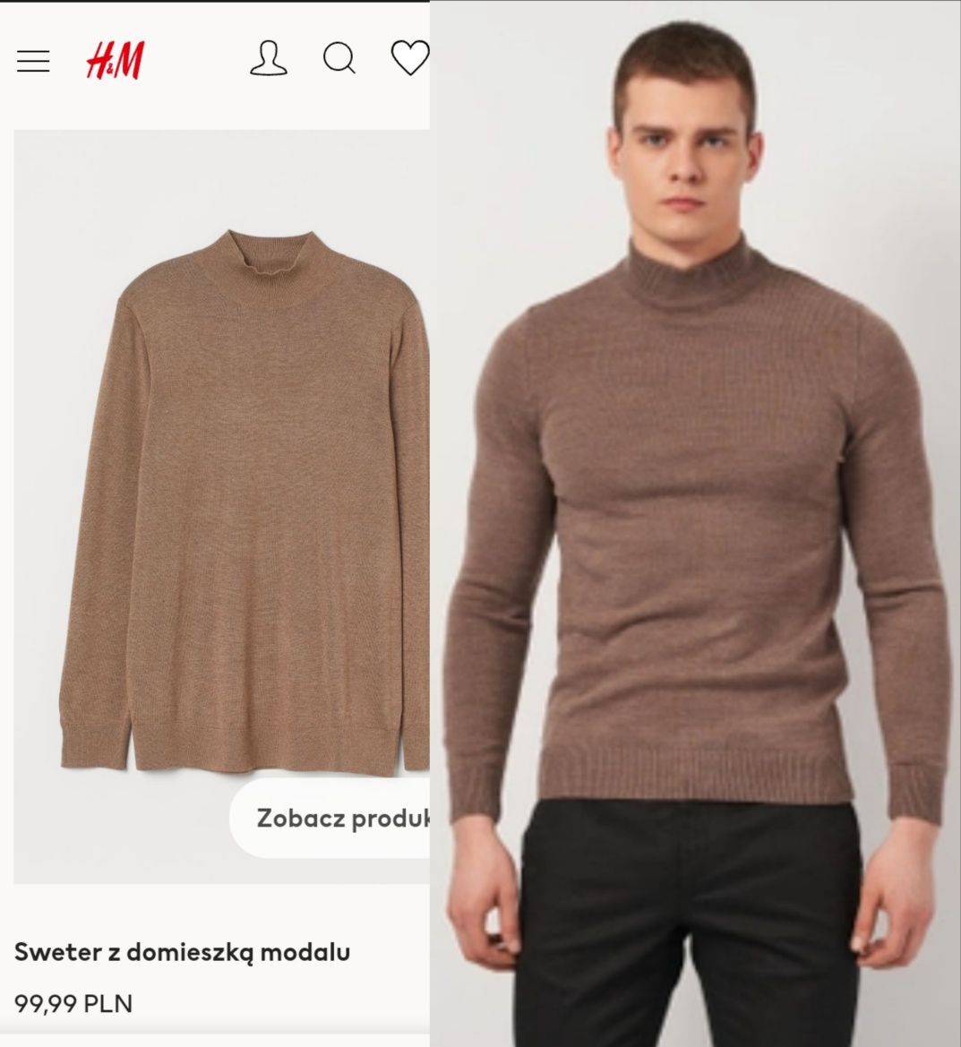 H&M L bazowy cienki sweterek karmelowy