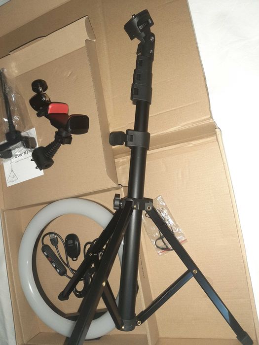 Selfie ring light 21cm luz para selfies perfeitas LED tripé 160cm