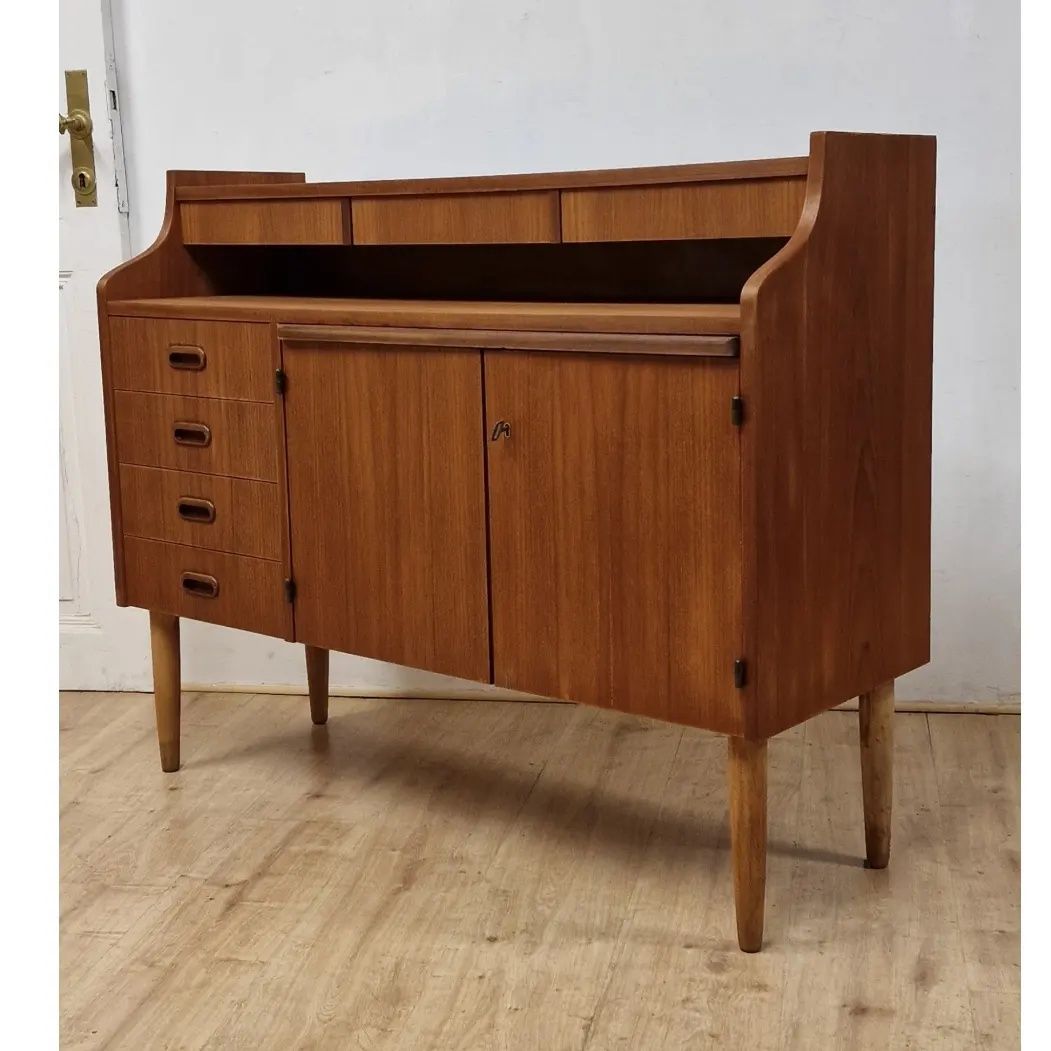 biurko sekretarzyk mid century modern skandynawski teak lata 60 Dania