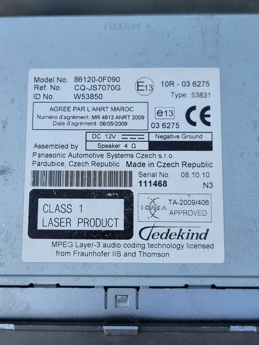 Магнітола toyota w53850