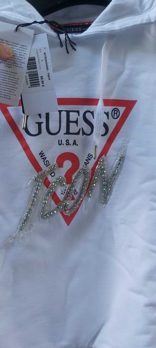 NOWA Bluza GUESS ICON bizuteryjna biała eu44 a074 sweter usL