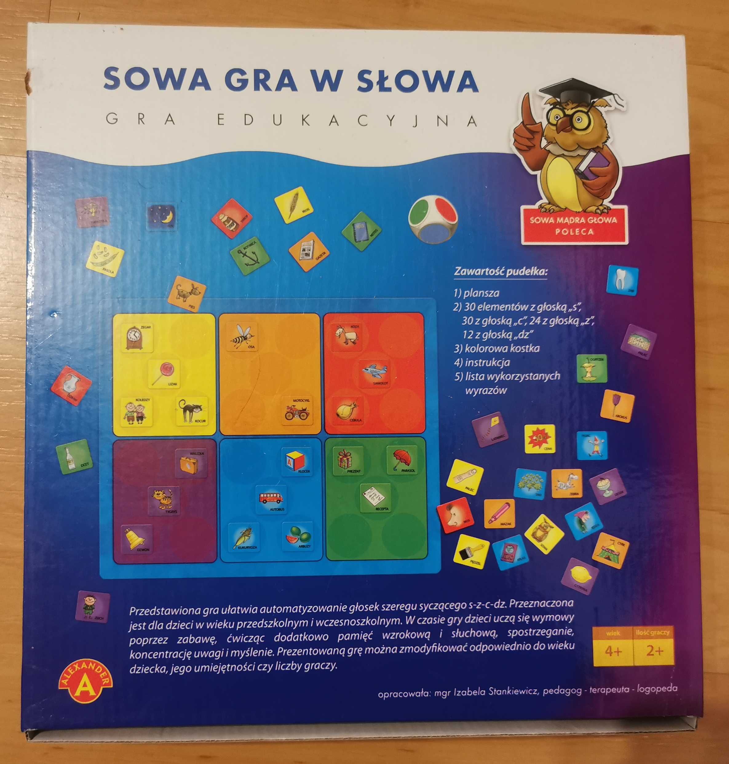 JAK NOWA! Sowa gra w słowa gra planszowa logopedyczna Alexander