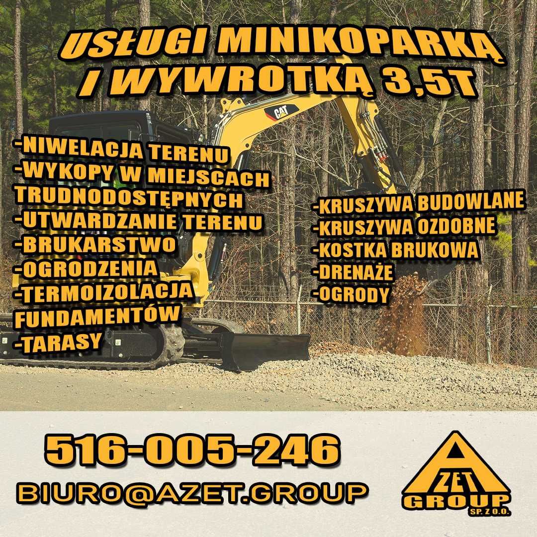Usługi Minikoparką 100pln/h- Brukarstwo-Roboty Ziemne-Wykopy-Tarasy
