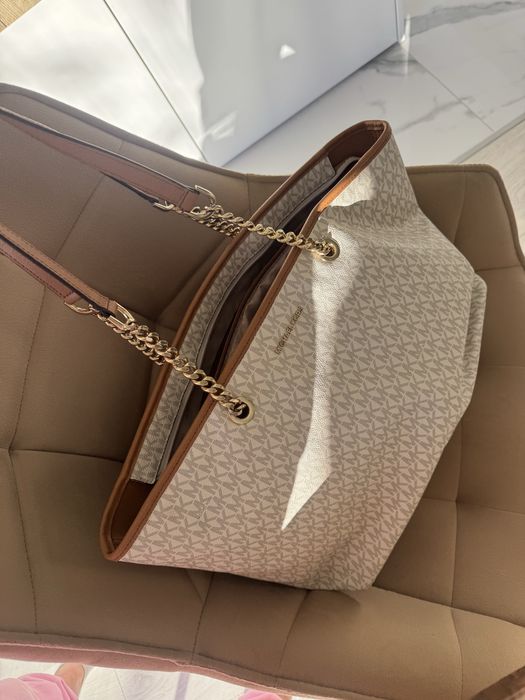 Michael Kors MK torba shopper szopperka duża monogram vanilla