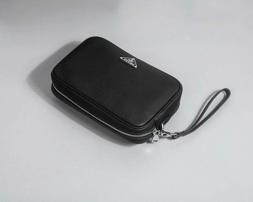 Сумка Prada шкіряна чоловіча чорна Прада барсетка кожа