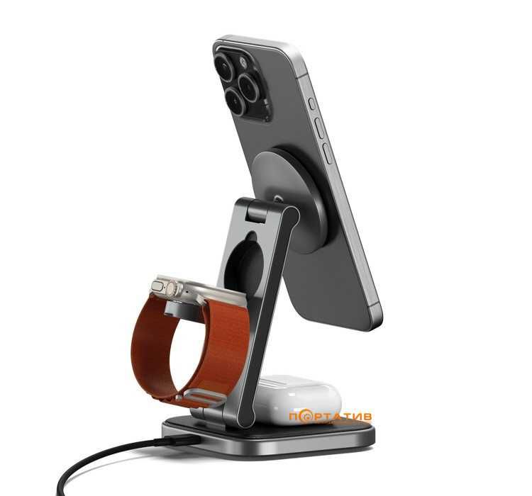 Бездротовий зарядний пристрій Satechi 3in1 Qi2 Wireless Charging Stand