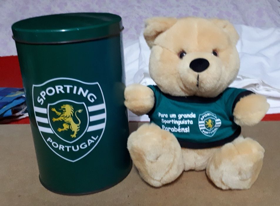 Urso de peluche do Sporting com lata -original