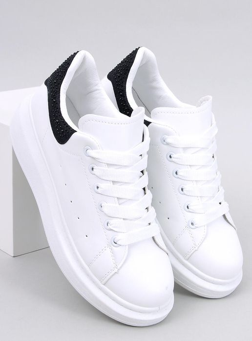 Sneakersy Na Platformie Z Cyrkoniami Parkss White/Black