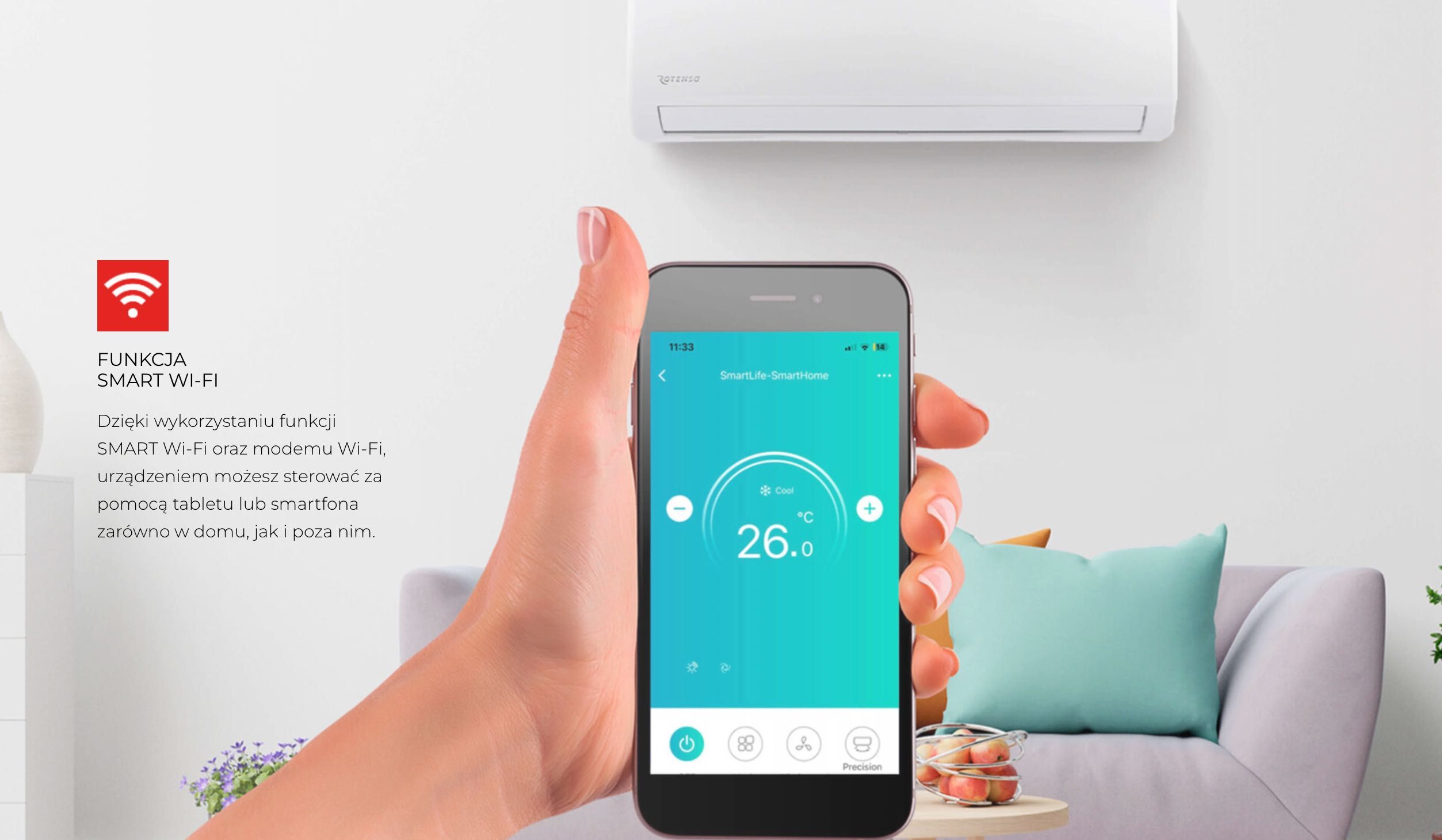 Raty 0% | Klimatyzator Rotenso Roni 3,5 kW – WiFi A++ | Nowa Sól