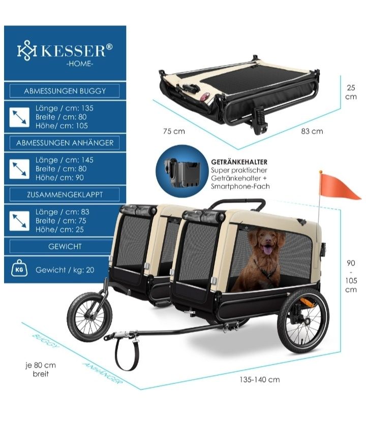 Przyczepka rowerowa dla psa do 40 kg 3w1