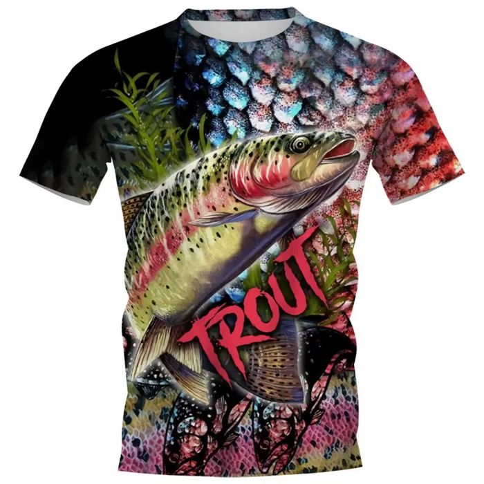 Męski T-Shirt z Nadrukiem 3D Prezent dla Wędkarza na Ryby - 4XL
