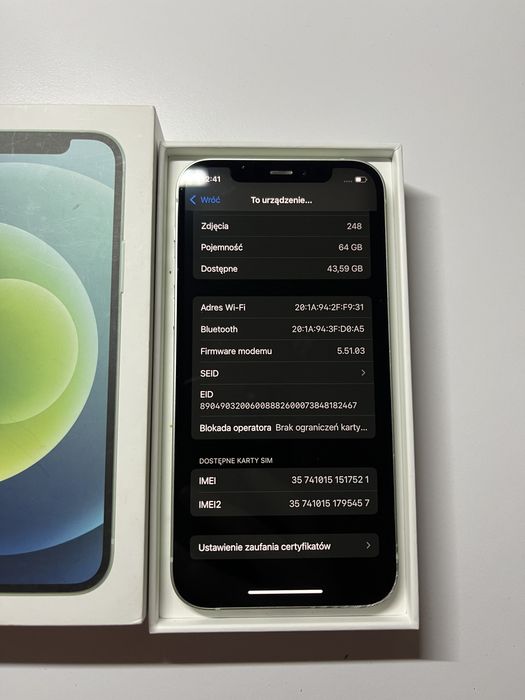 Iphone 12 87 % kondycja baterii + etui + kabel ladowania. Pełen zestaw