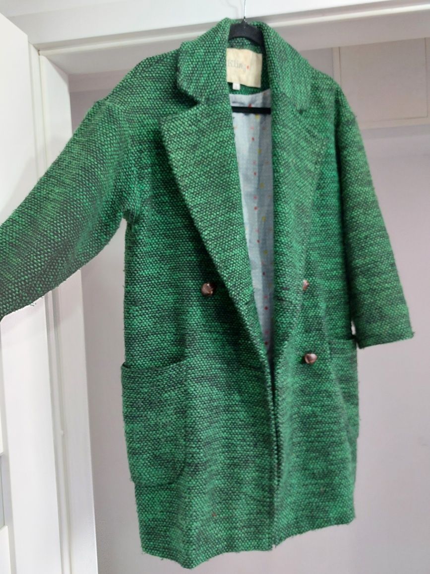 Płaszcz wiosenny zielony kling L płaszczyk wełna