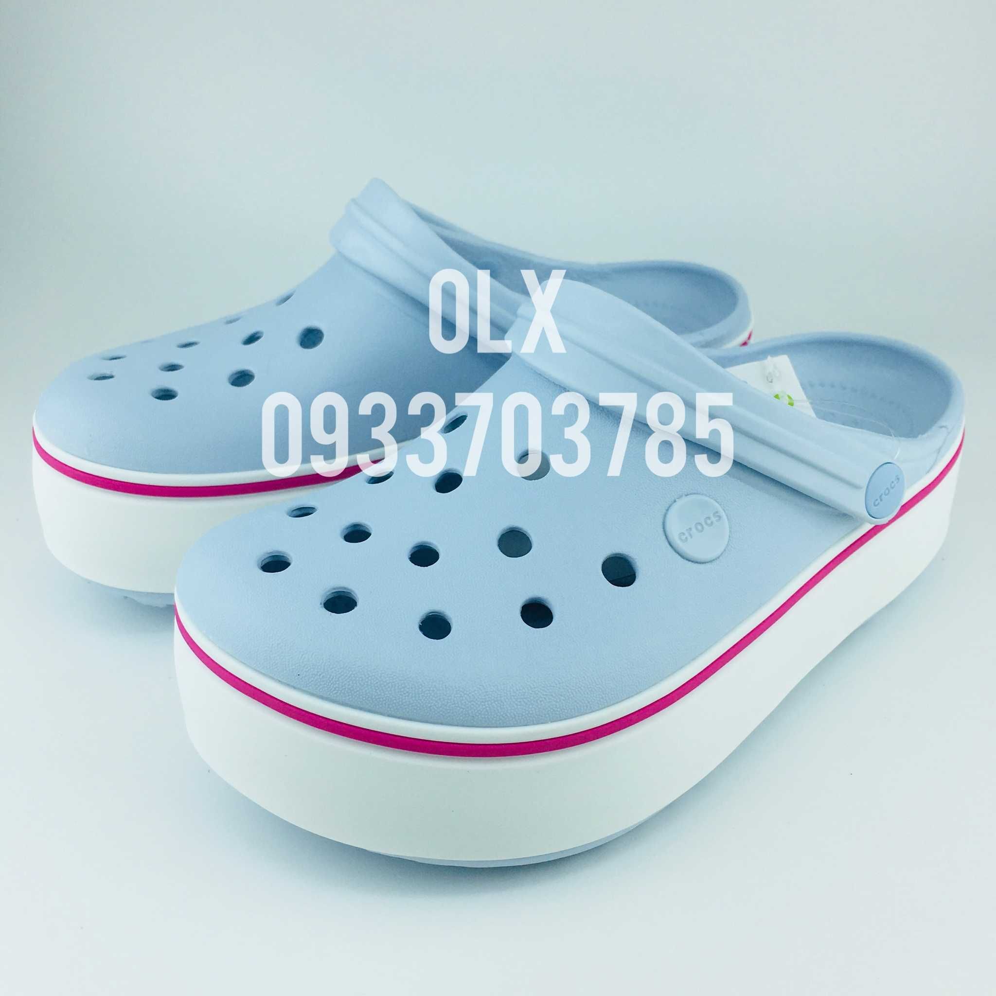 Крокси Жіночі Пудрові Білі Crocs Crocband Platform Blossom White Чорні